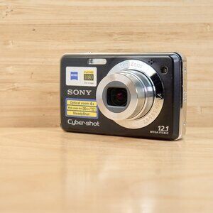 Sony Cyber-shot DSC-W210 12.1MP Digital Camera Black Carl Zeiss 4x Zoom
